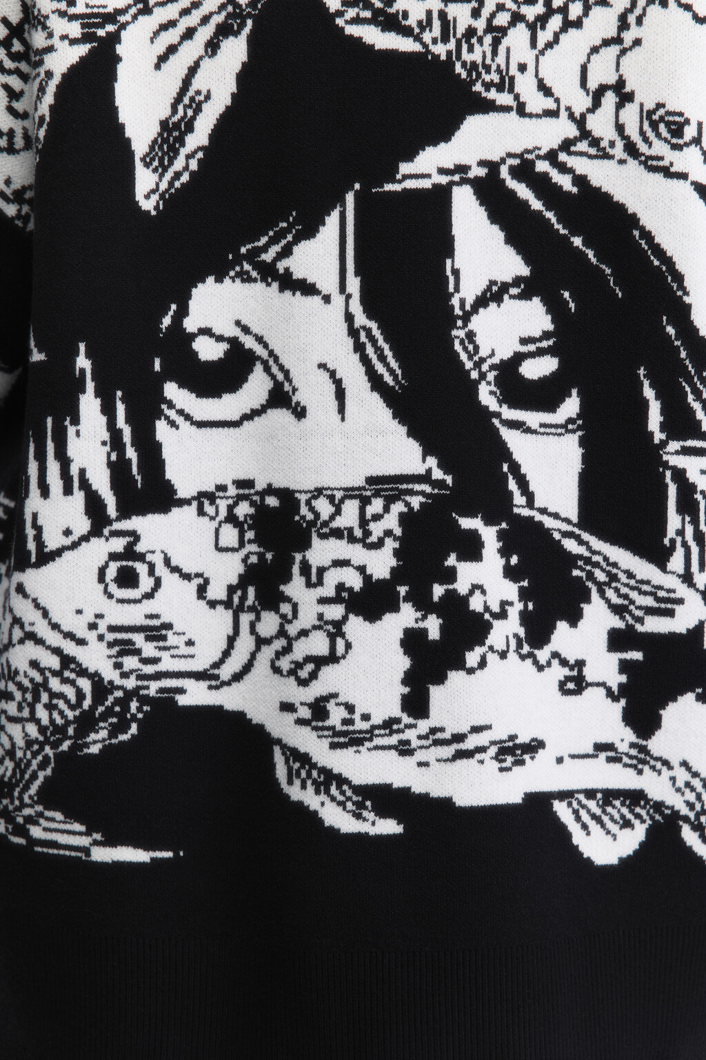 Джемпер oversize вязаный с принтом - цвет черный - 7