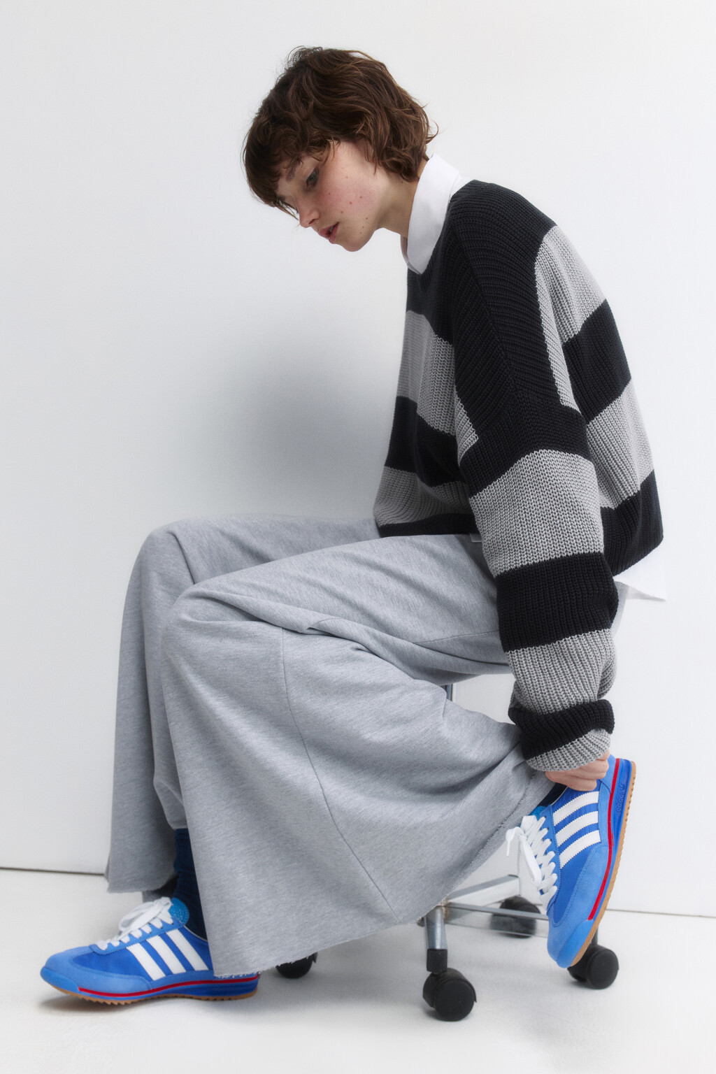 Джемпер oversize вязаный из хлопковой пряжи - цвет серый - 3