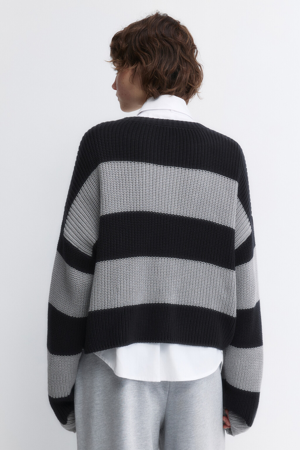 Джемпер oversize вязаный из хлопковой пряжи - цвет серый - 6