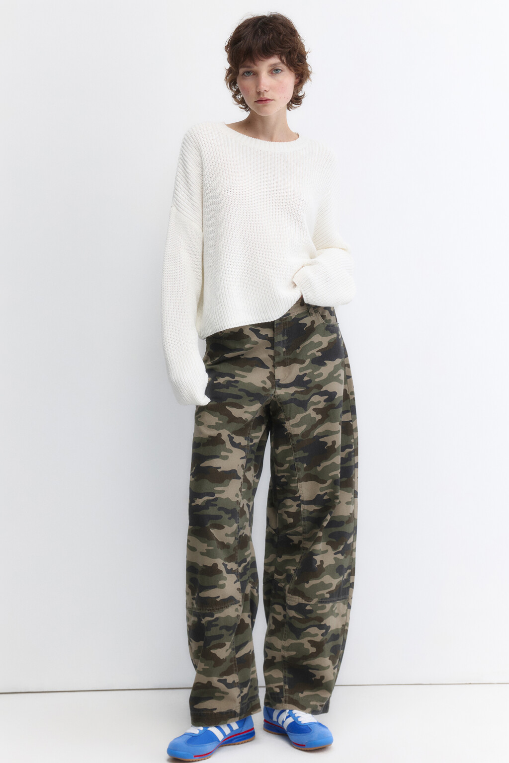 Джемпер oversize вязаный из хлопковой пряжи - цвет молочный - 4