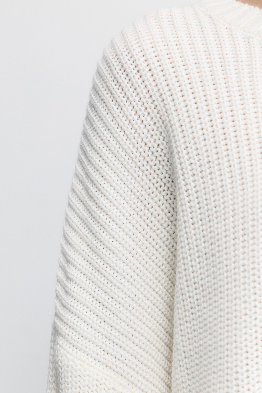 Джемпер oversize вязаный из хлопковой пряжи - цвет молочный - 7