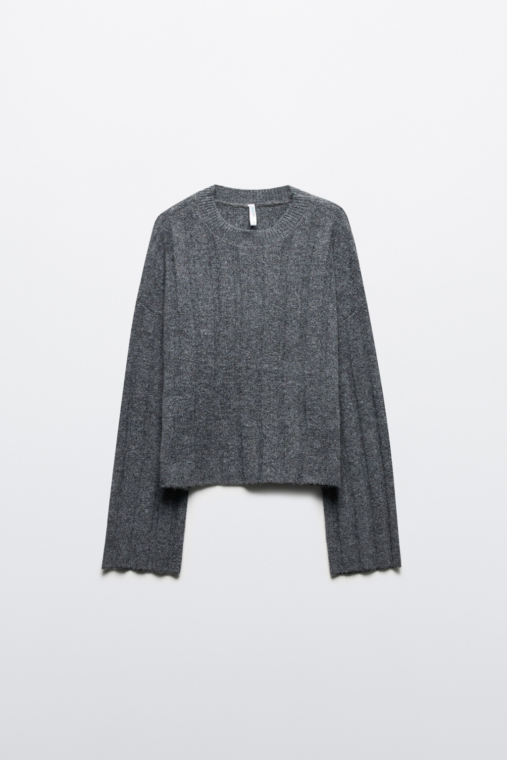 Джемпер вязаный в широкий рубчик - цвет серый - 9