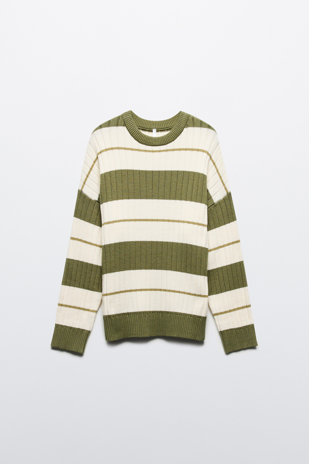 Джемпер толстой вязки в полоску - цвет зеленый - 8