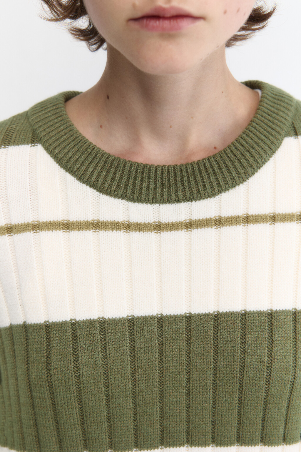 Джемпер толстой вязки в полоску - цвет зеленый - 6