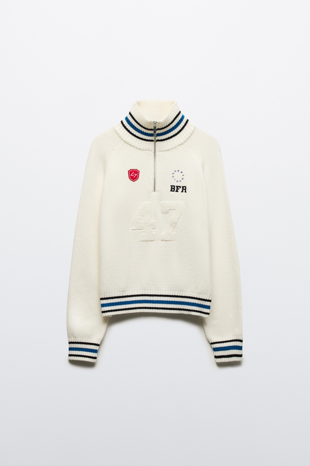 Джемпер вязаный с принтом и полосками - цвет молочный - 8