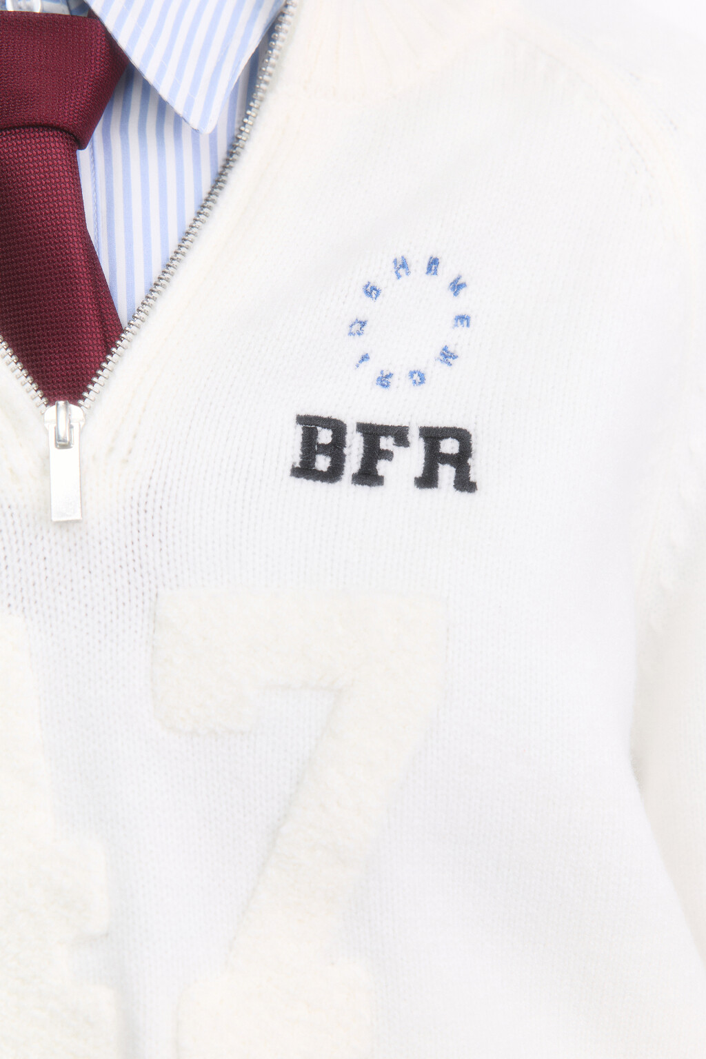 Джемпер вязаный с принтом и полосками - цвет молочный - 6