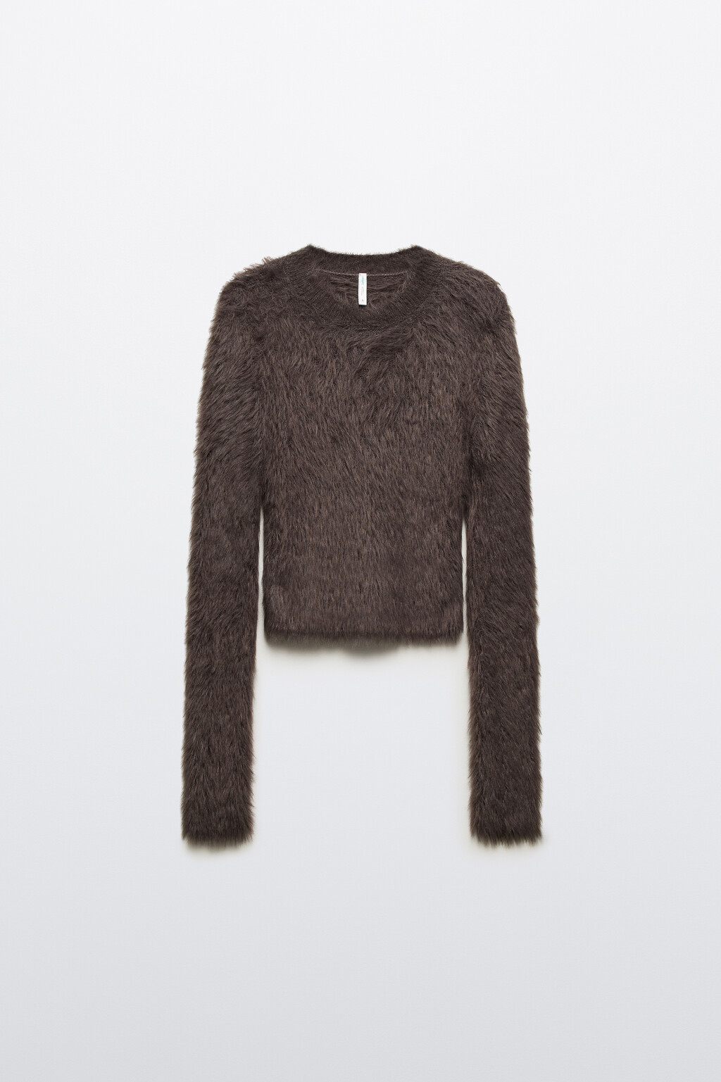 Джемпер укороченный из пушистой пряжи - цвет бежевый - 9