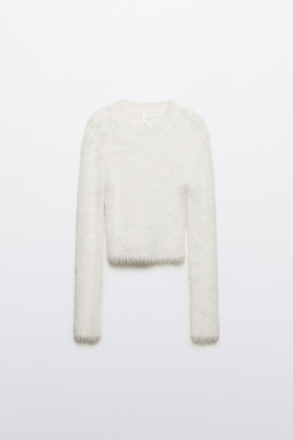 Джемпер укороченный из пушистой пряжи - цвет молочный - 10