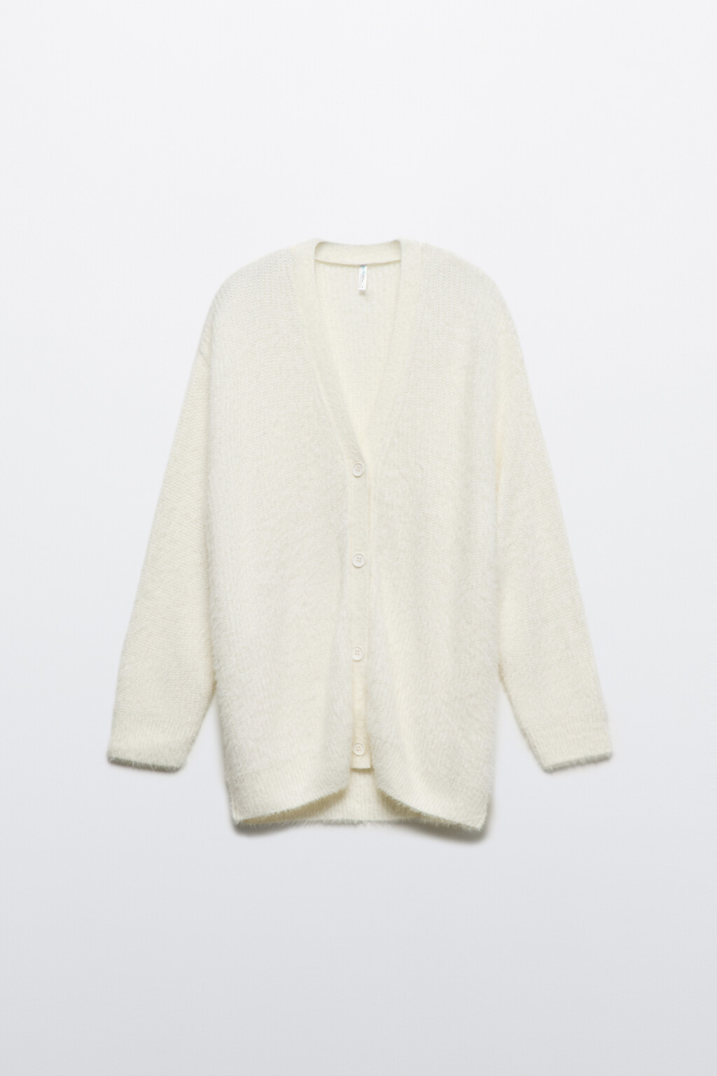 Кардиган удлиненный из пушистой пряжи - цвет молочный - 9