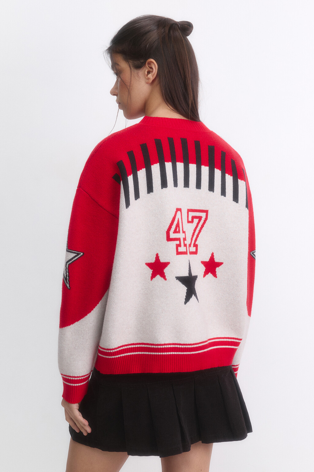 Кардиган на молнии вязаный с патчами - цвет красный - 6