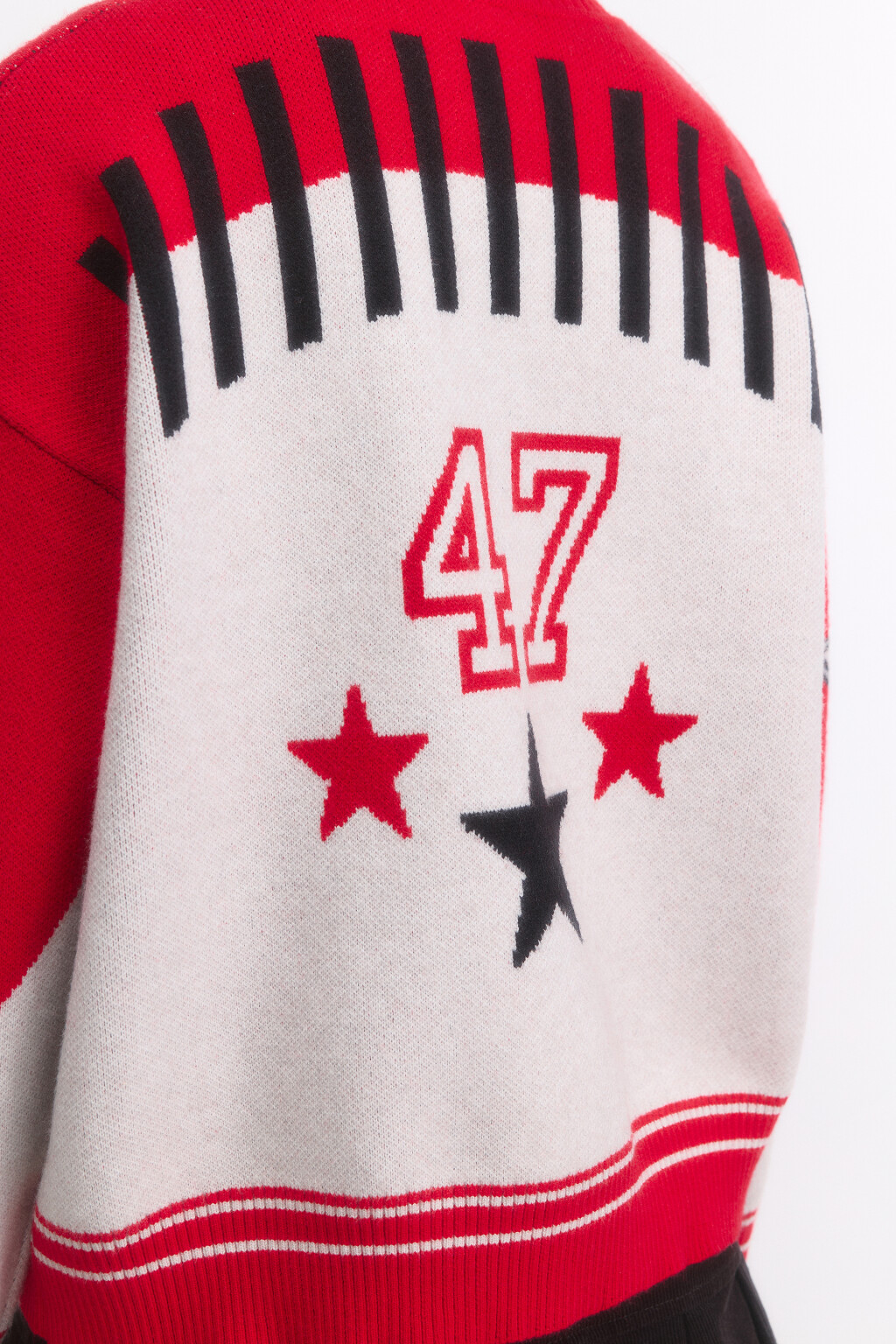 Кардиган на молнии вязаный с патчами - цвет красный - 7