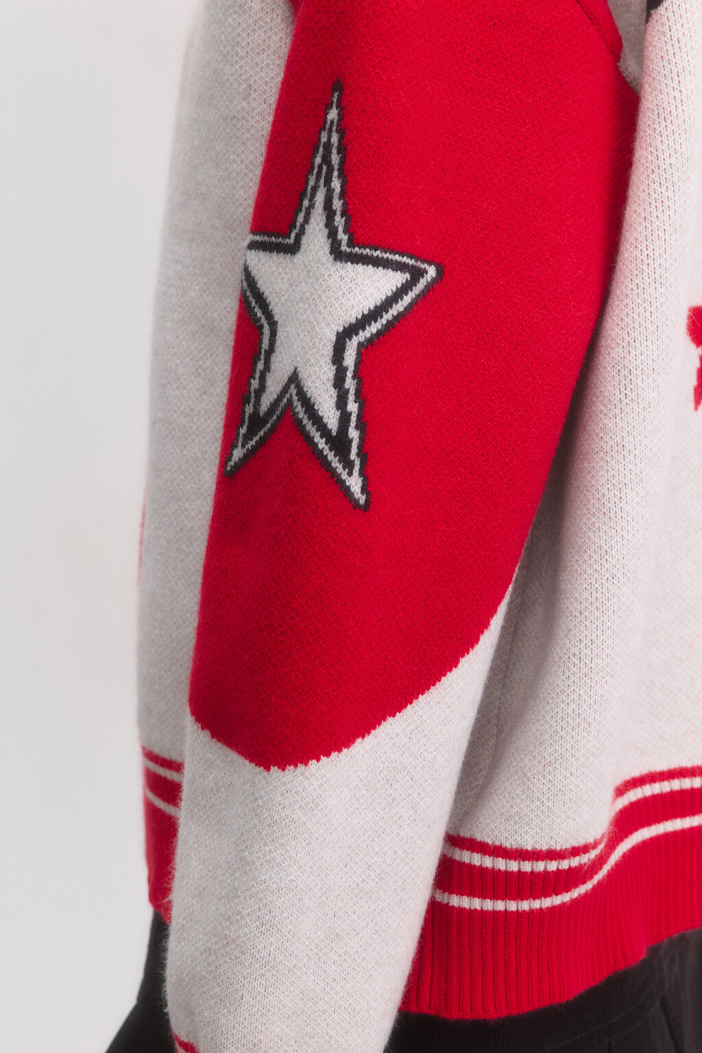 Кардиган на молнии вязаный с патчами - цвет красный - 8