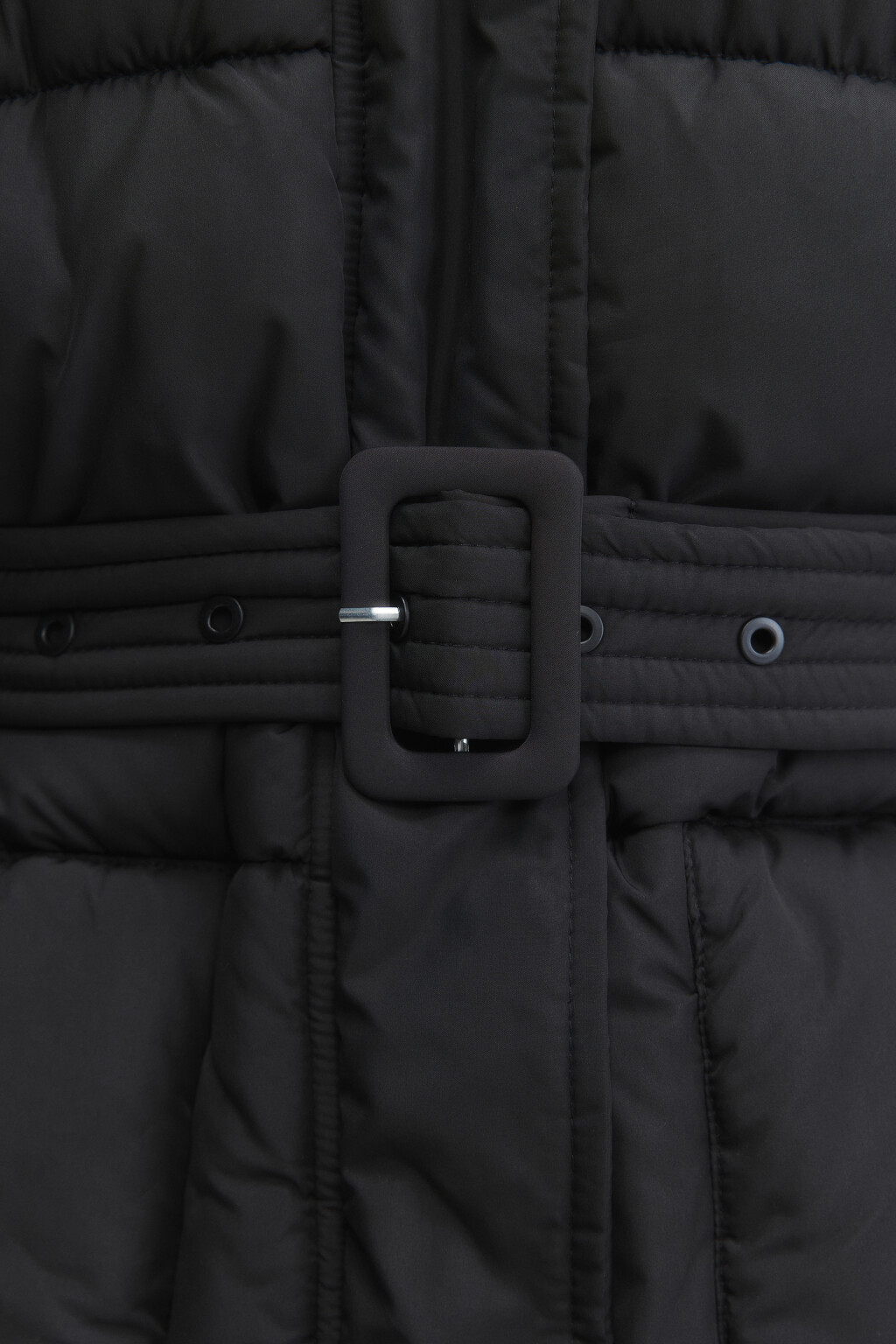 Куртка стеганая с поясом и рожками на капюшоне - цвет черный - 8