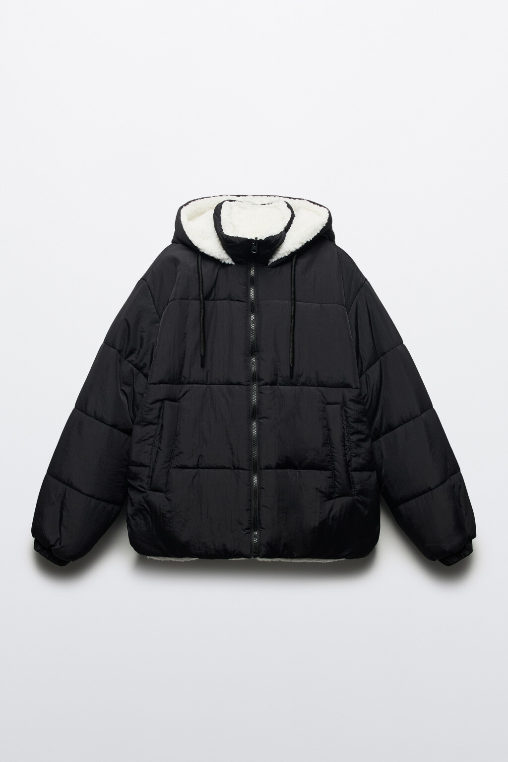 Куртка стеганая двусторонняя с отделкой под мех - цвет черный - 10