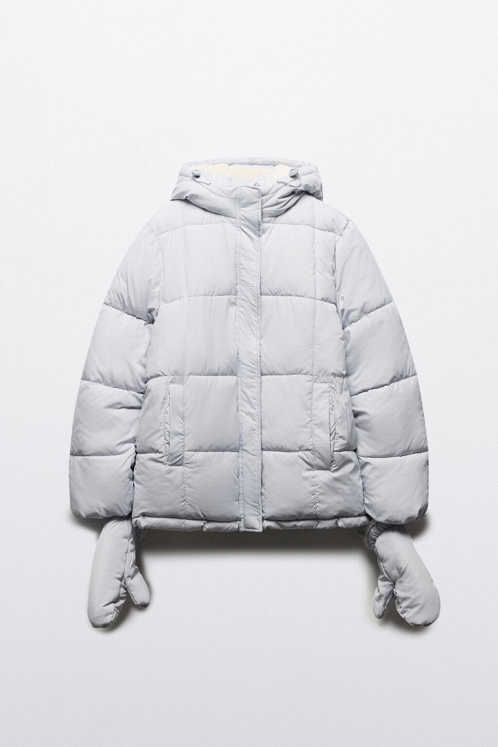 Куртка стеганая с капюшоном и рукавицами - цвет голубой - 10