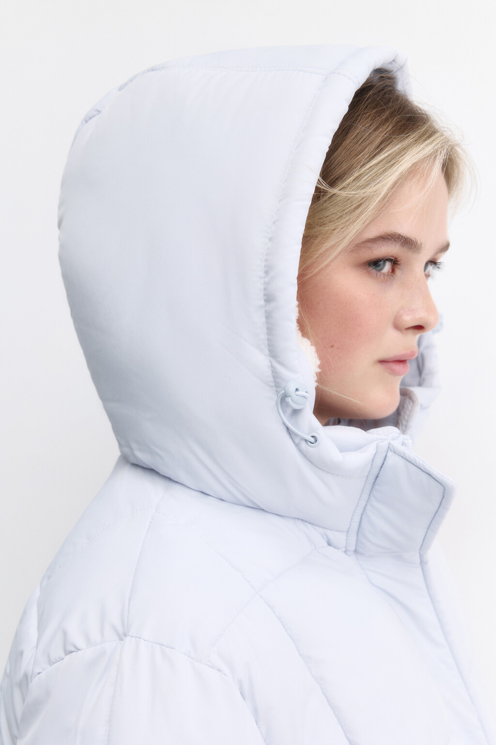 Куртка стеганая с капюшоном и рукавицами - цвет голубой - 6