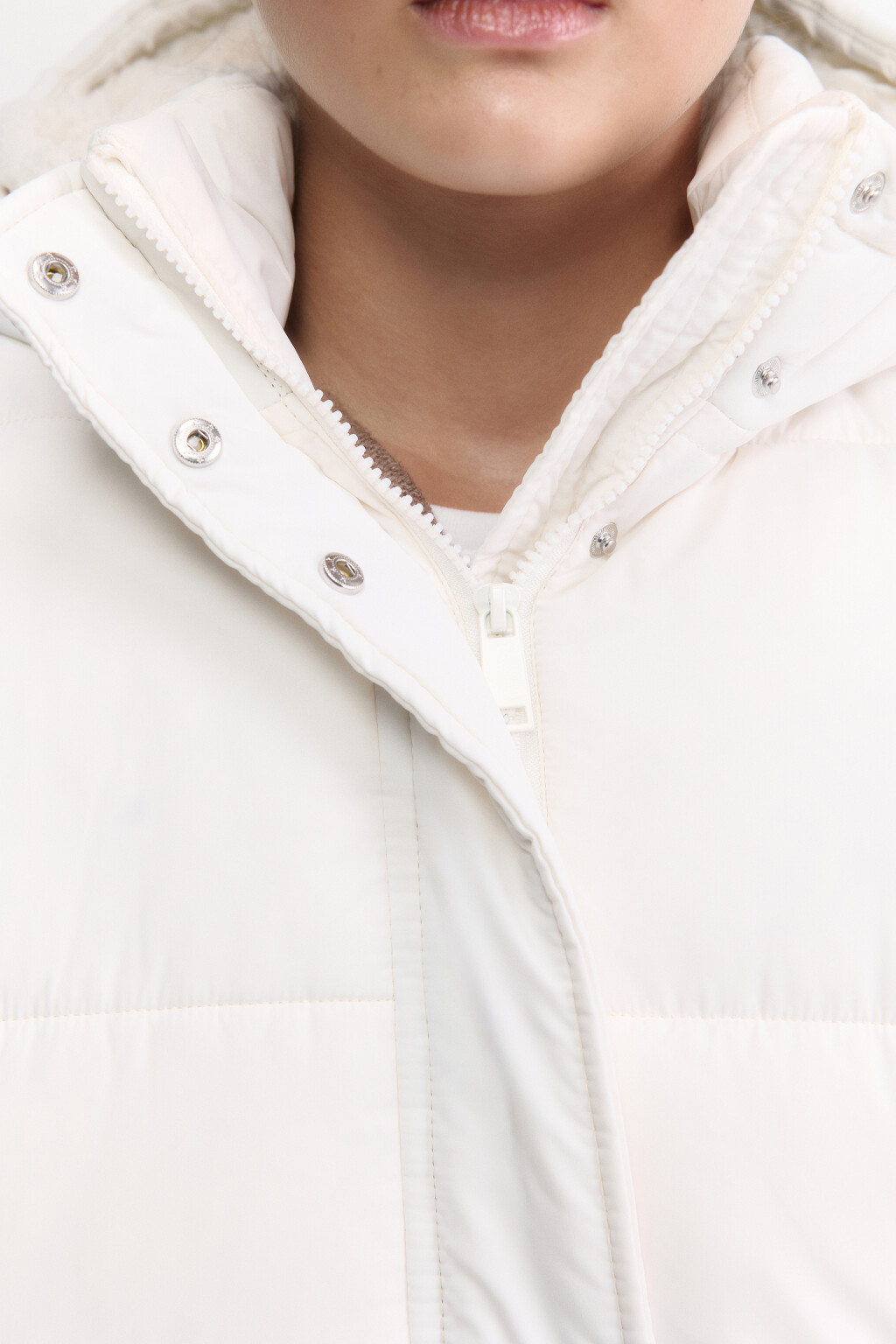 Куртка стеганая с капюшоном и рукавицами - цвет молочный - 5