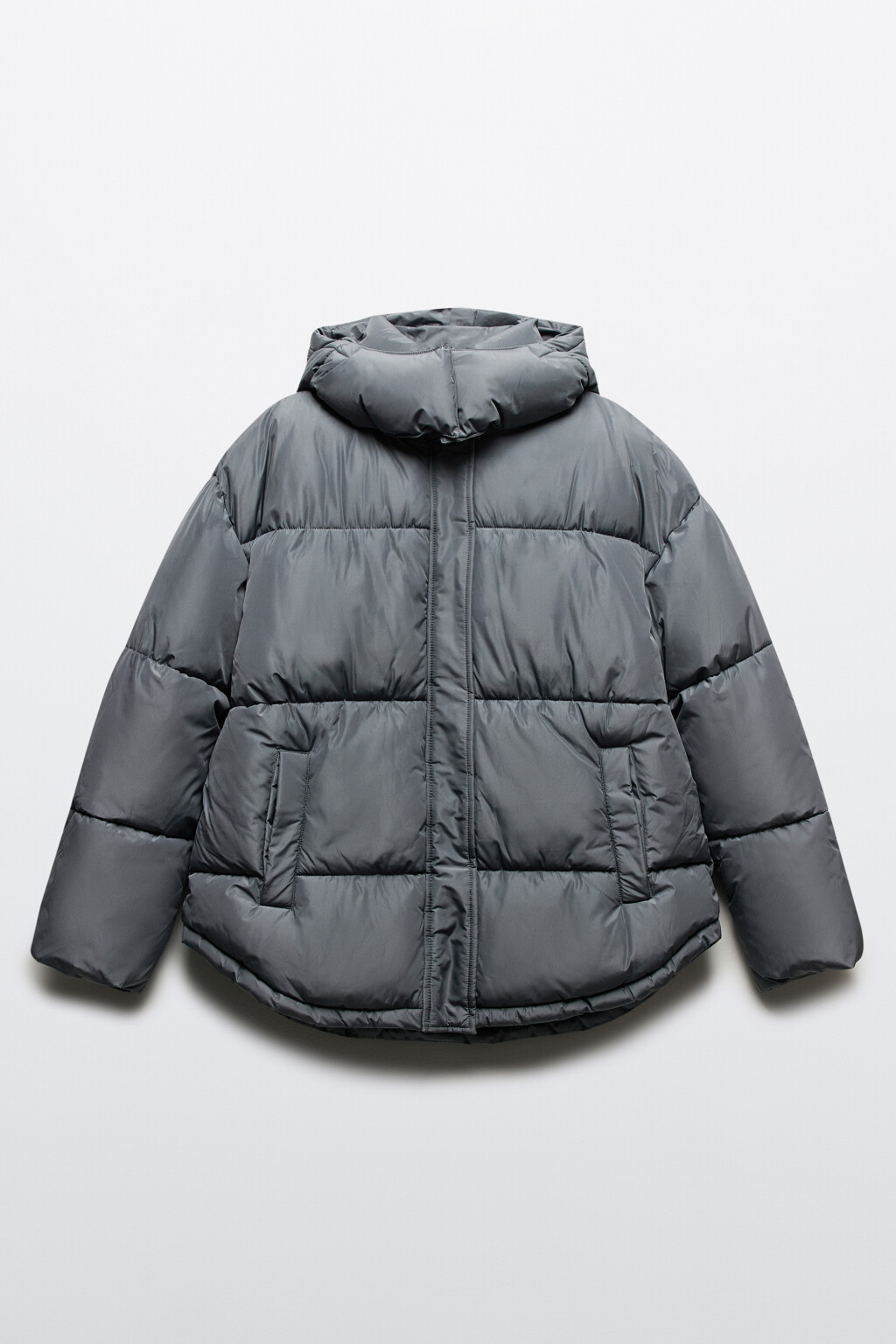 Куртка oversize стеганая с капюшоном - цвет серый - 9