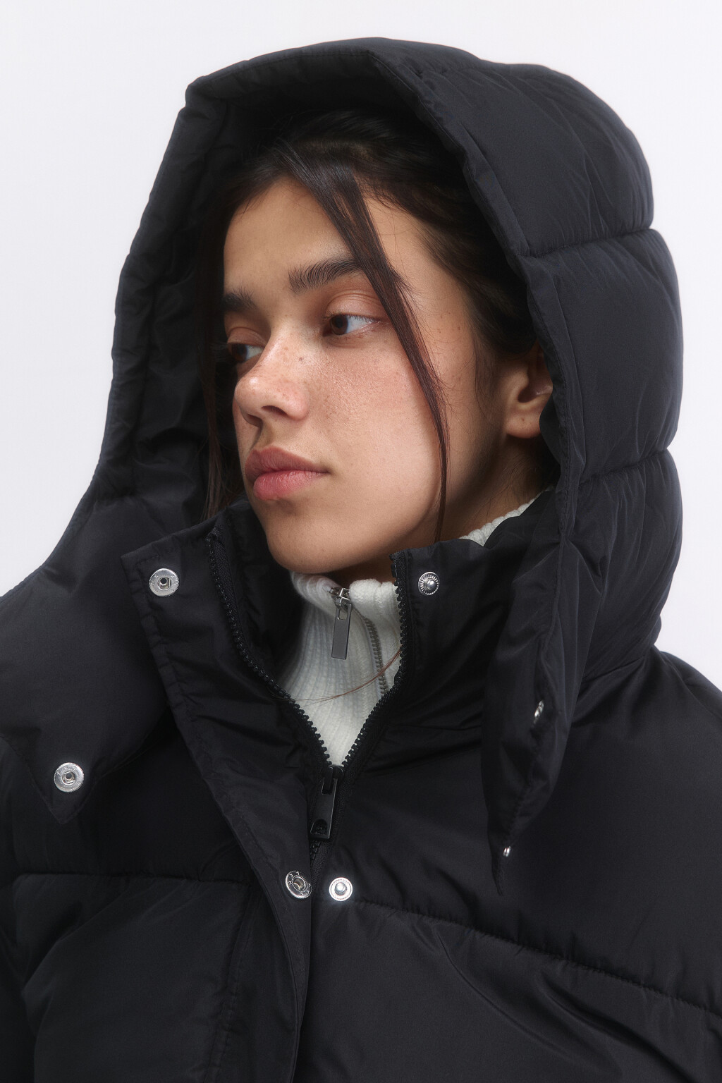 Куртка oversize стеганая с капюшоном - цвет черный - 8