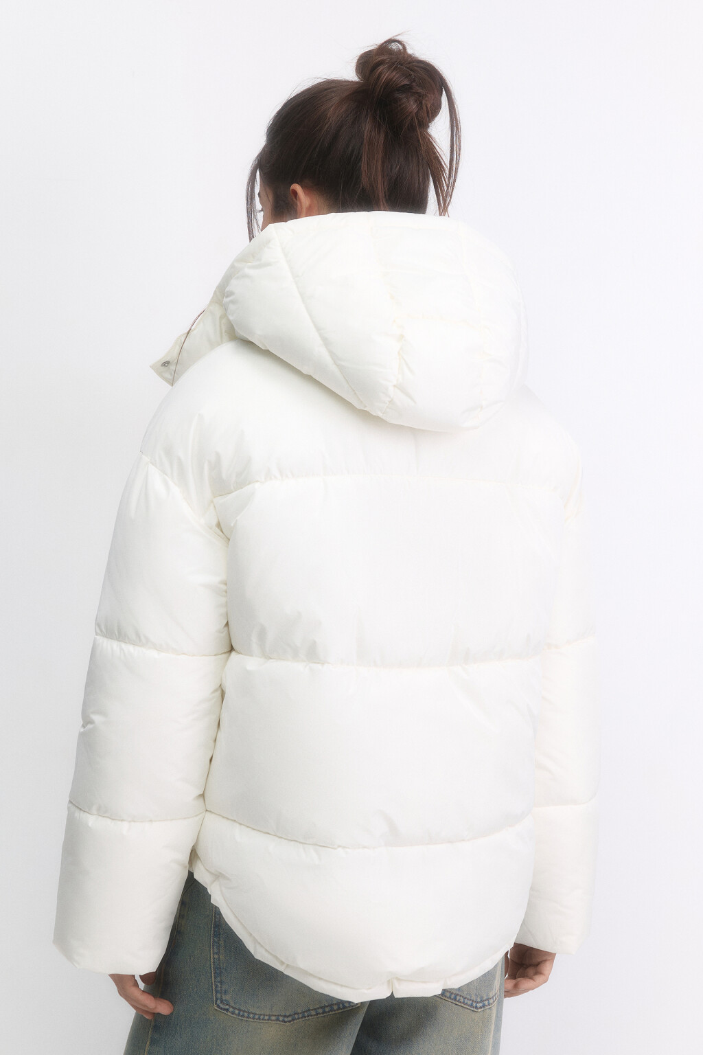 Куртка oversize стеганая с капюшоном - цвет молочный - 4