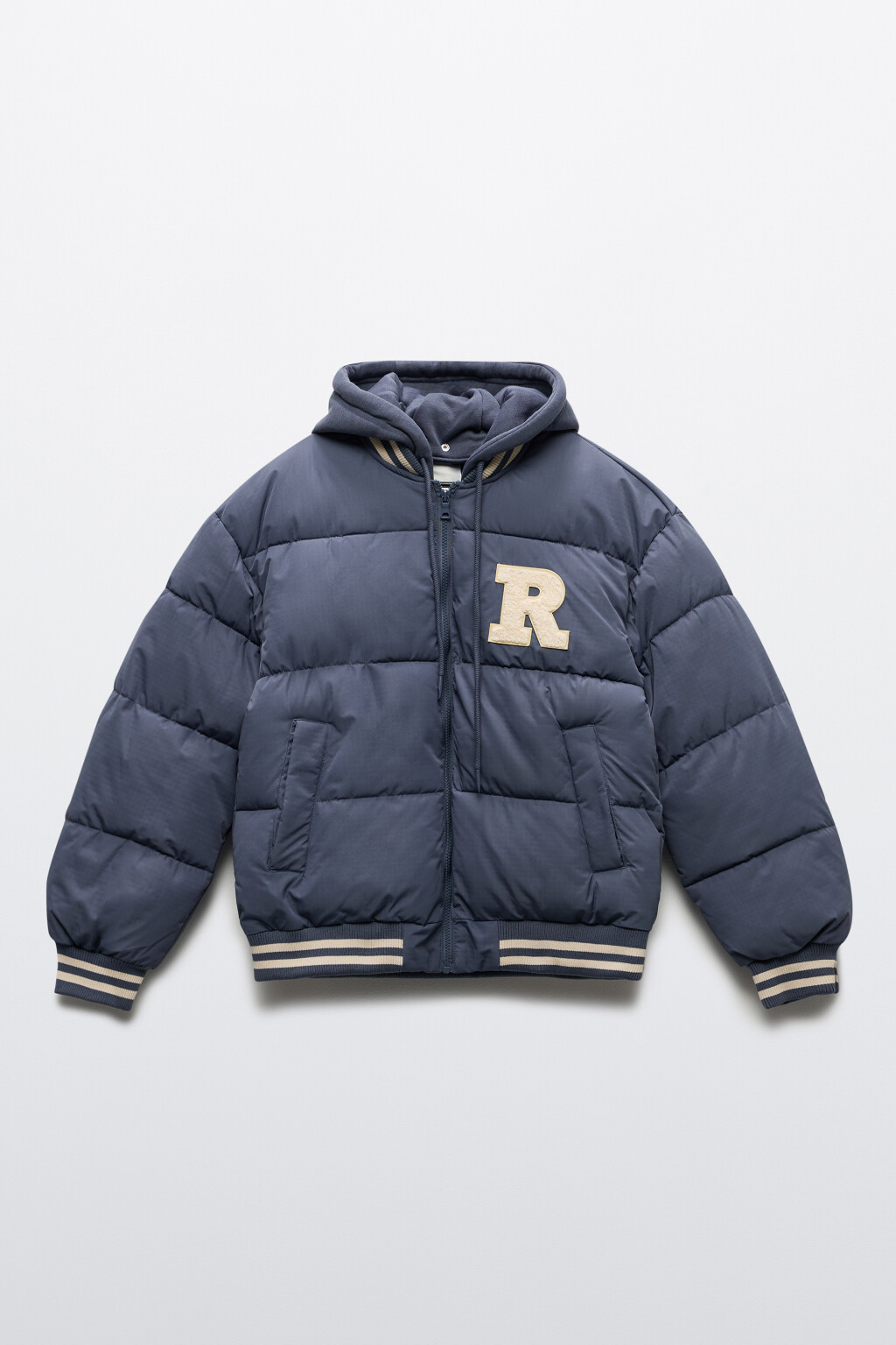 Куртка стеганая с капюшоном и патчем - цвет серый - 9