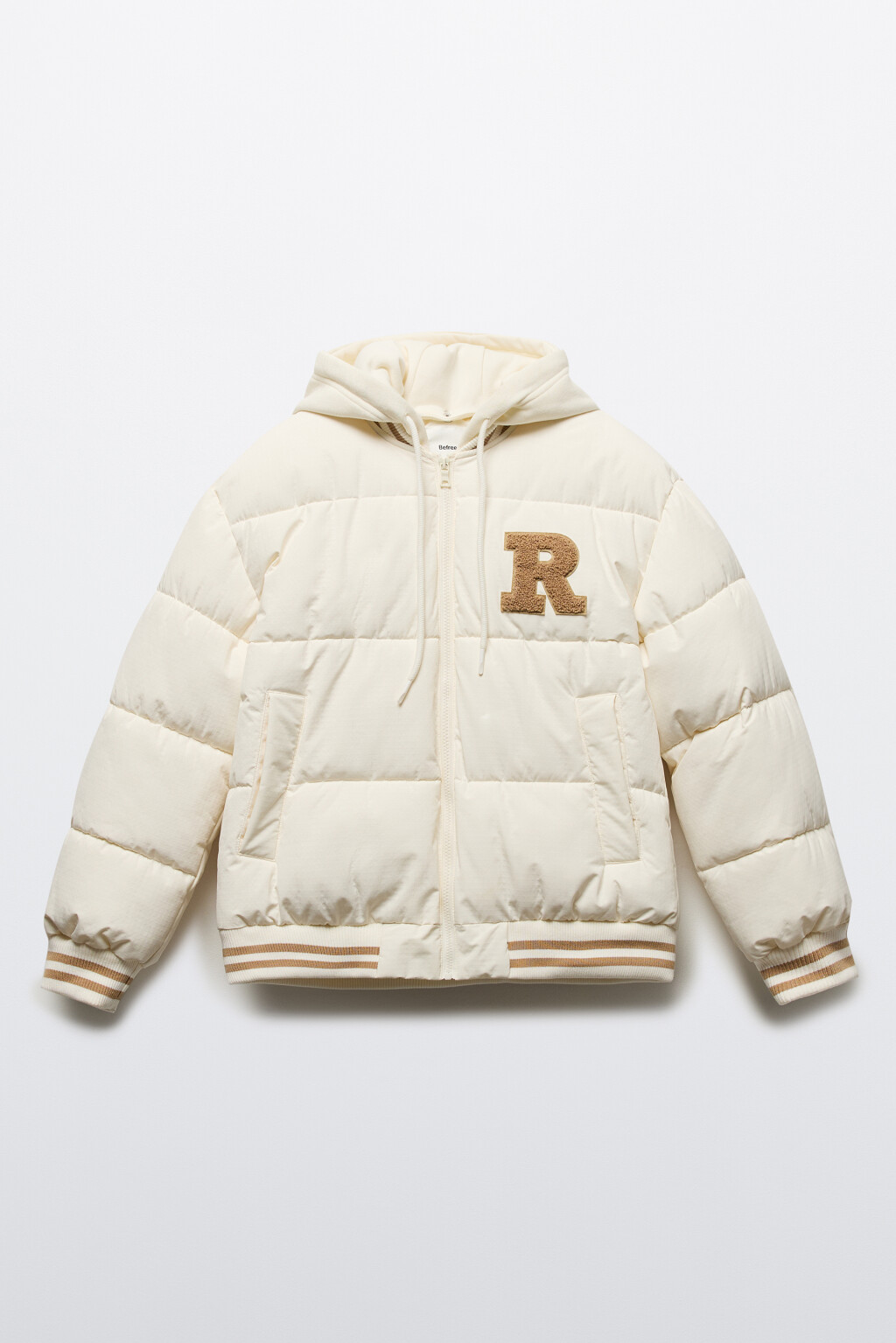 Куртка стеганая с капюшоном и патчем - цвет молочный - 10