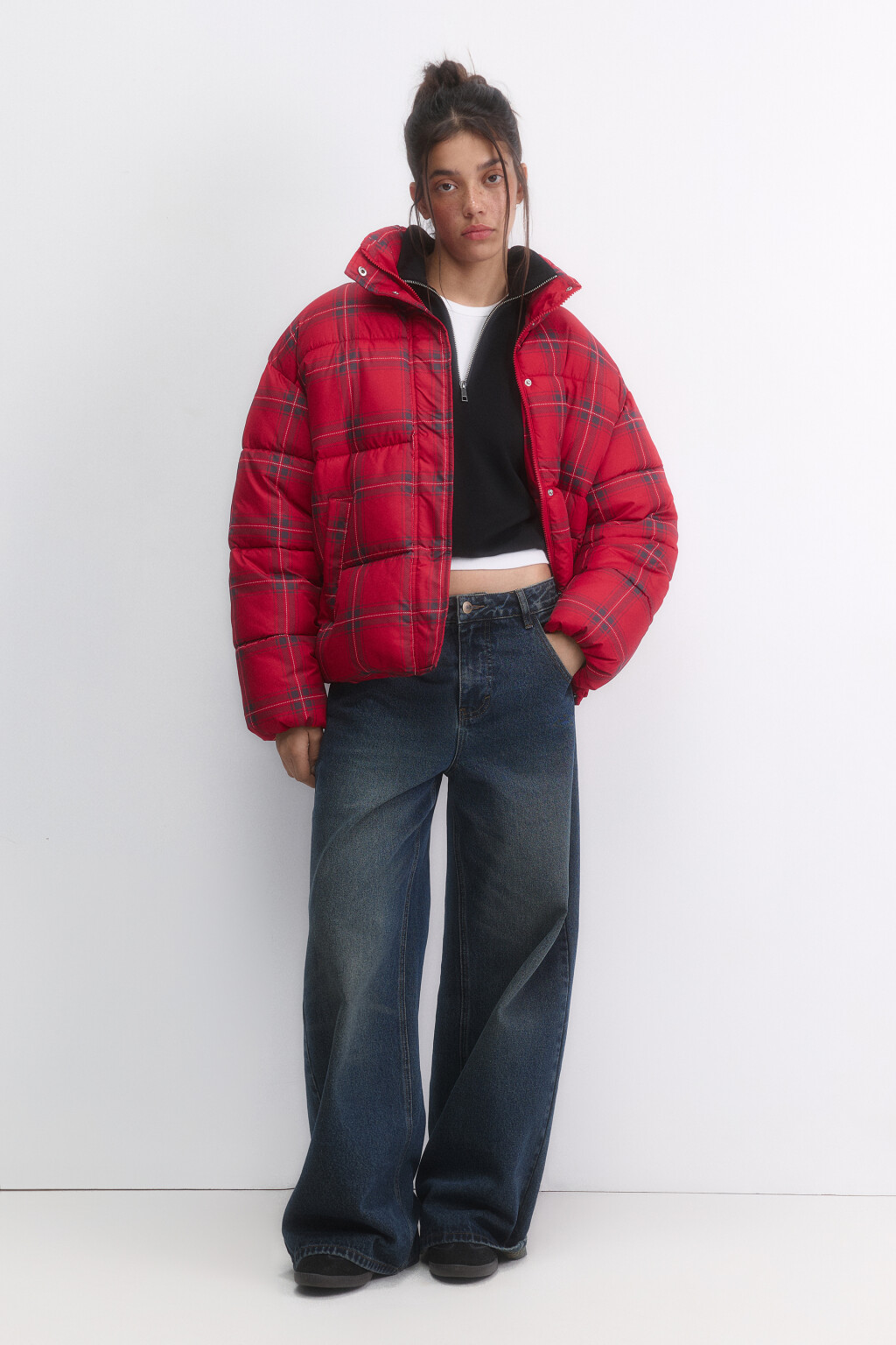 Куртка-пуховик стеганая с принтом в клетку - цвет мультиколор - 6