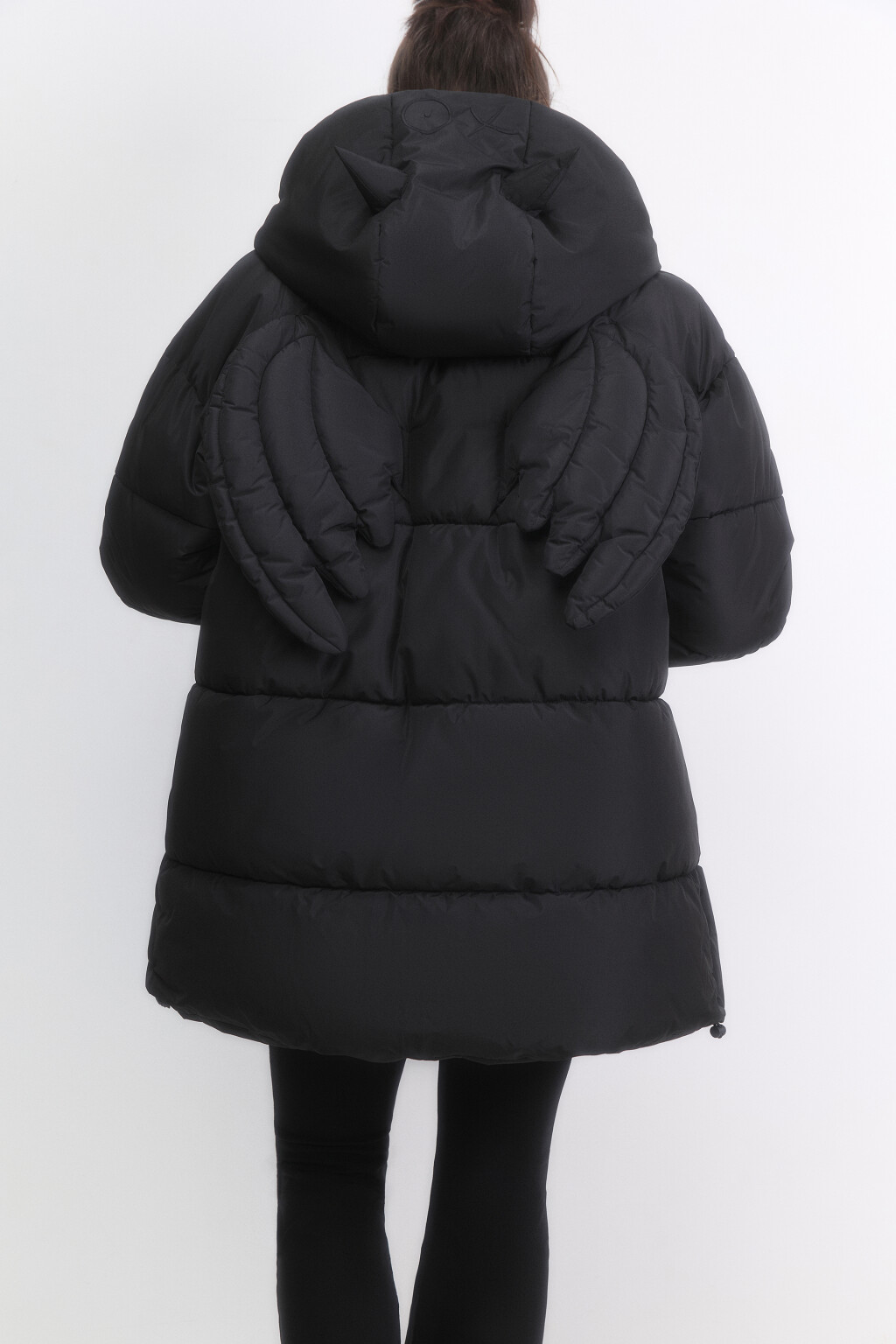 Куртка стеганая с крыльями на спине и рожками - цвет черный - 5