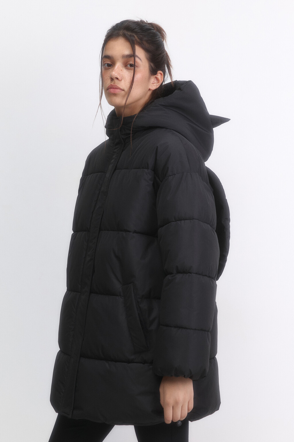 Куртка стеганая с крыльями на спине и рожками - цвет черный - 4