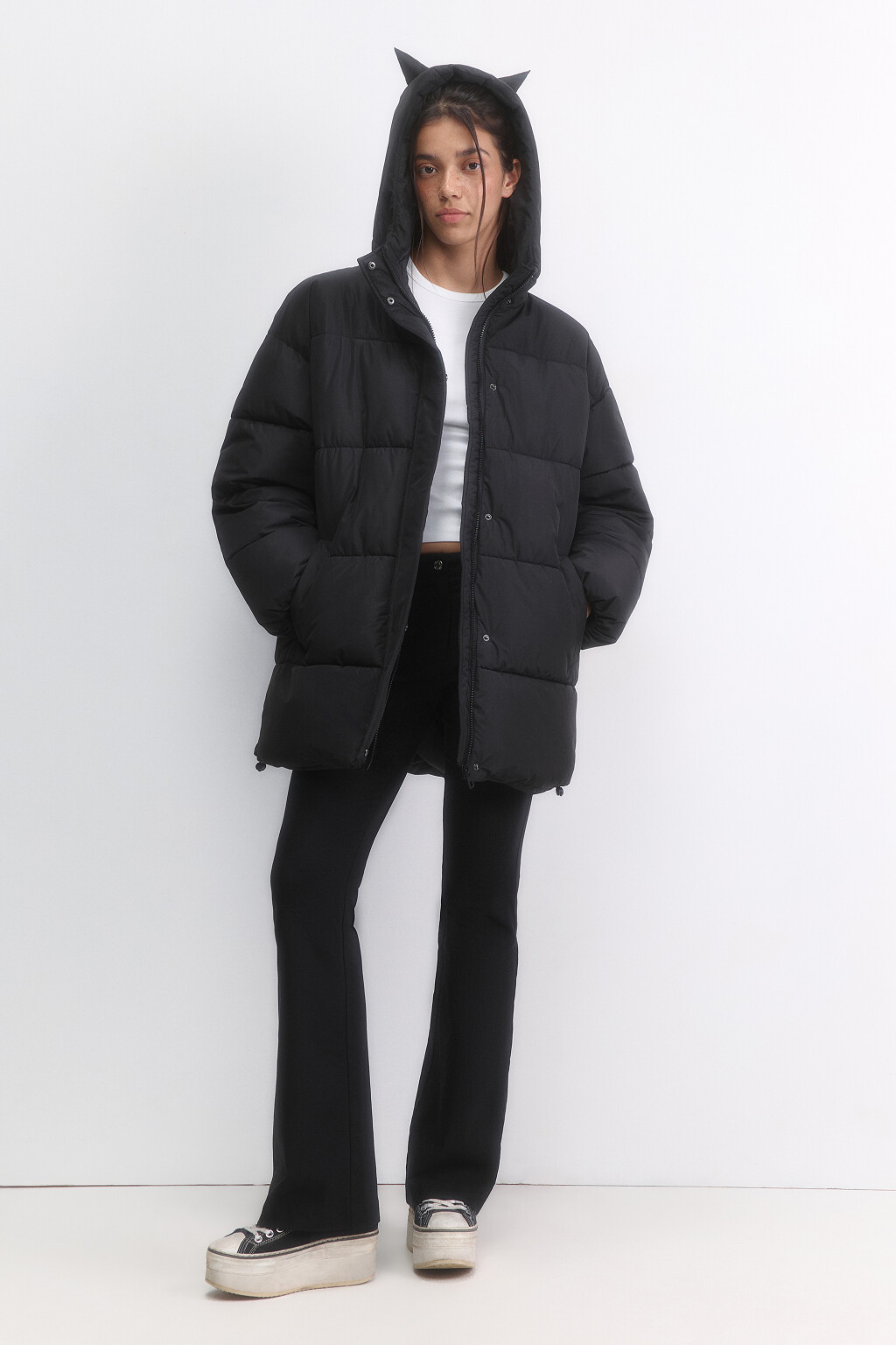 Куртка стеганая с крыльями на спине и рожками - цвет черный - 6