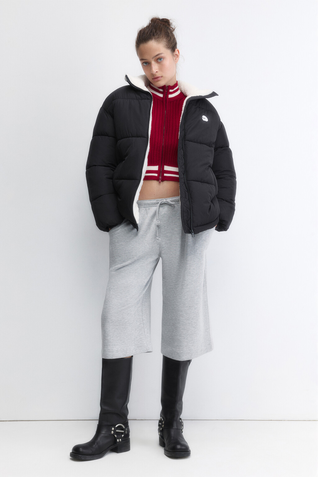 Куртка стеганая с подкладкой из искусственного меха - цвет черный - 5