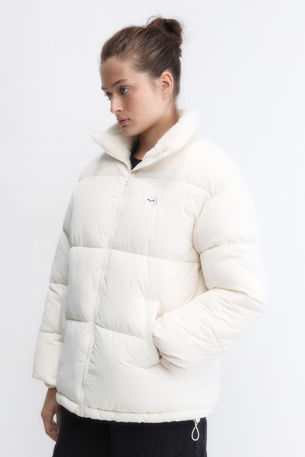 Куртка стеганая с подкладкой из искусственного меха - цвет молочный - 3