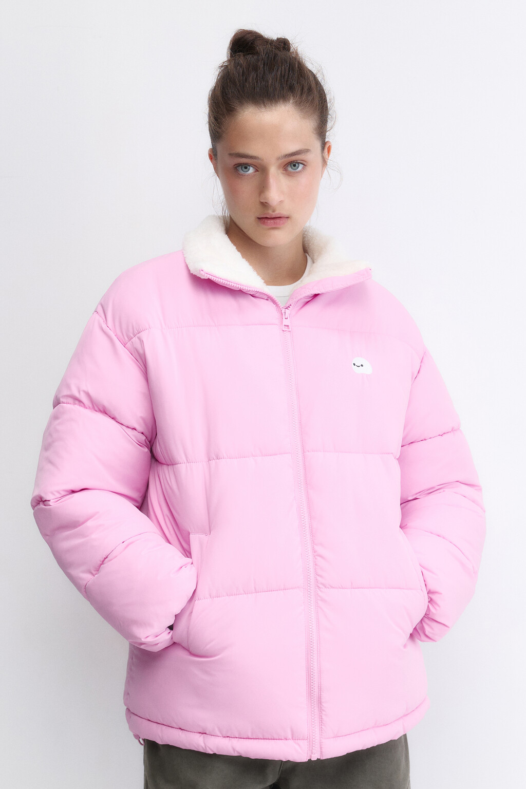 Куртка стеганая с подкладкой из искусственного меха - цвет розовый - 2