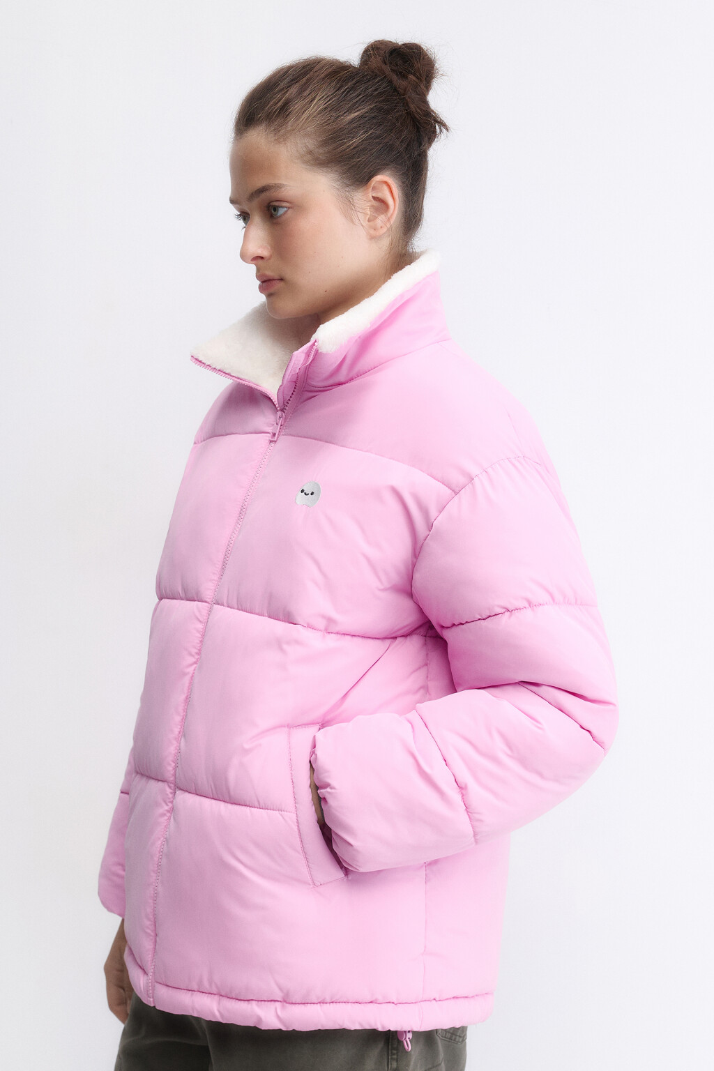 Куртка стеганая с подкладкой из искусственного меха - цвет розовый - 3