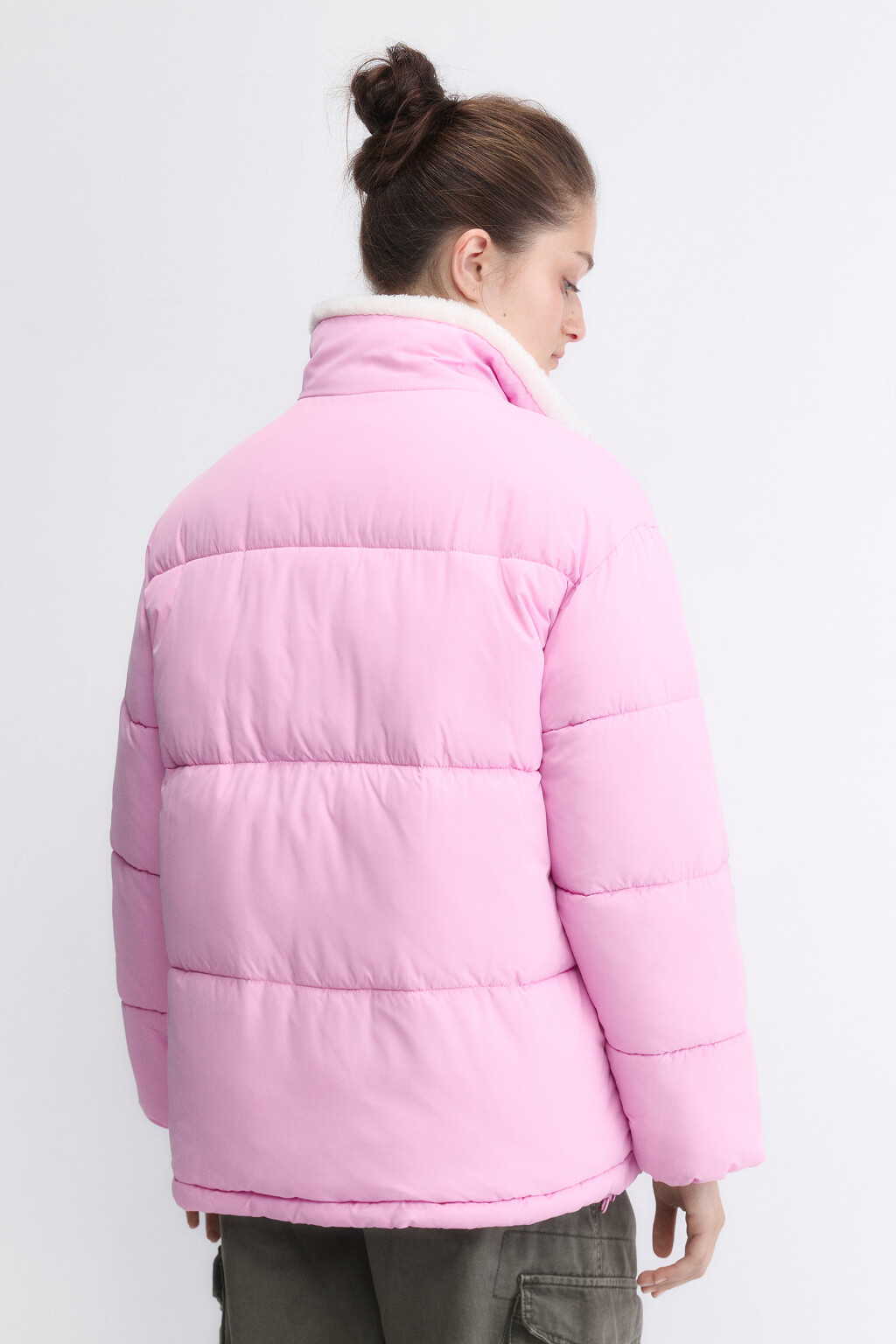Куртка стеганая с подкладкой из искусственного меха - цвет розовый - 4