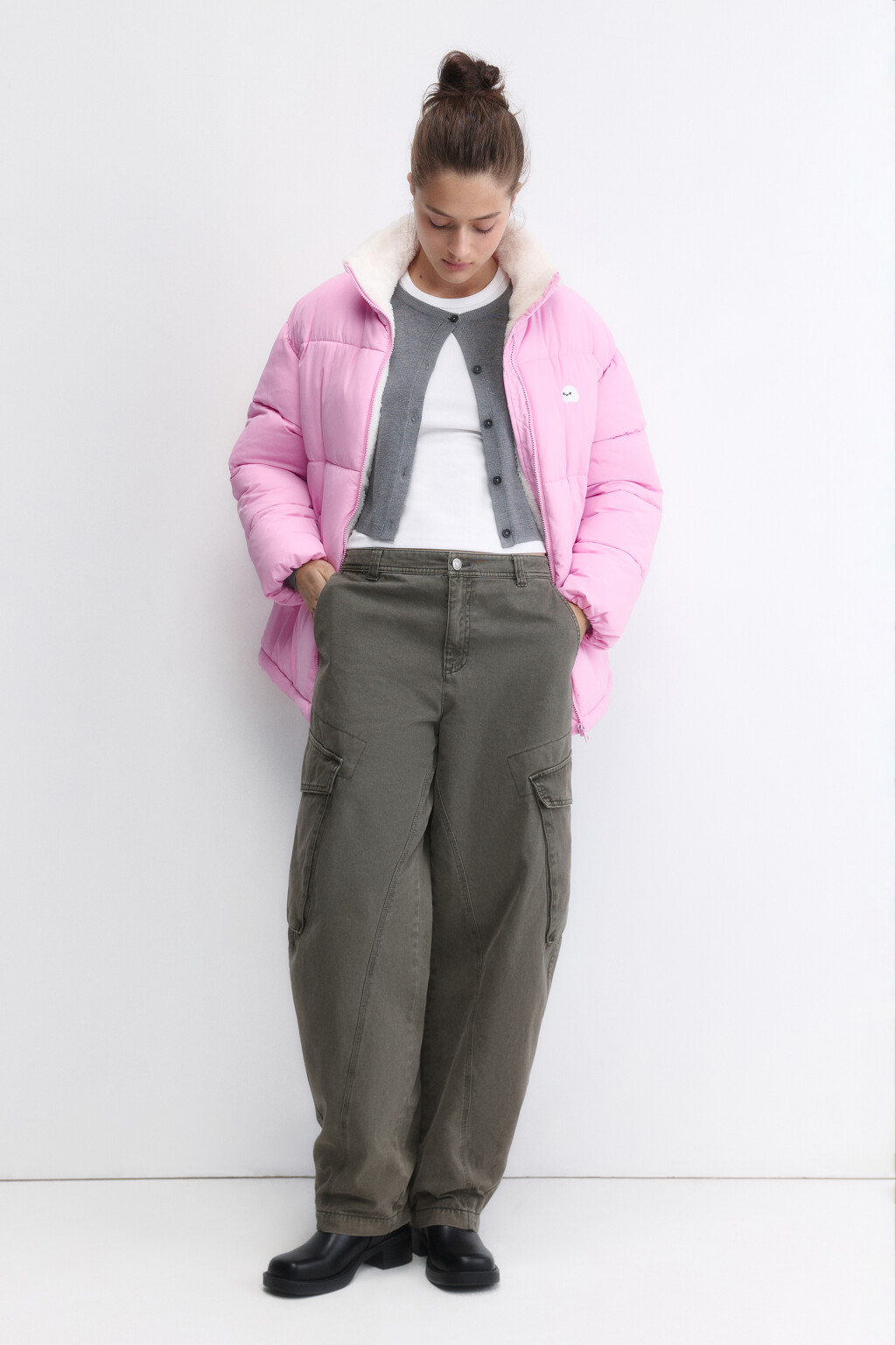 Куртка стеганая с подкладкой из искусственного меха - цвет розовый - 5