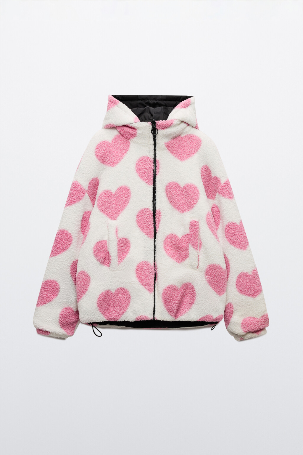 Куртка двусторонняя с меховой фактурой и принтом - цвет черный - 8