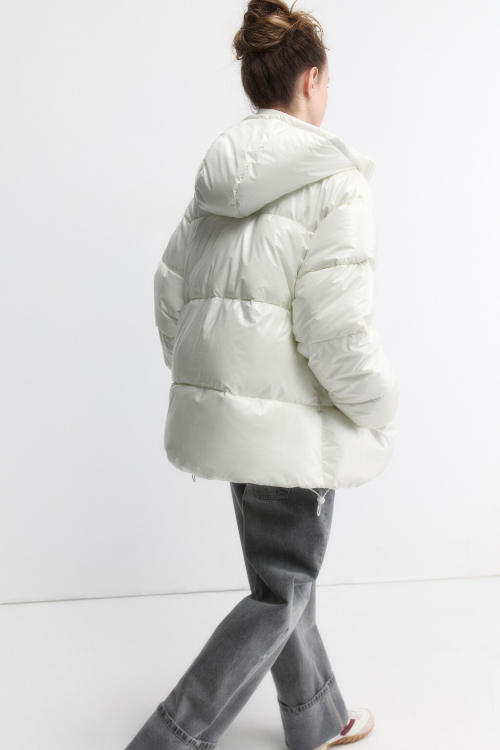 Куртка стеганая с жемчужным эффектом - цвет белый - 1