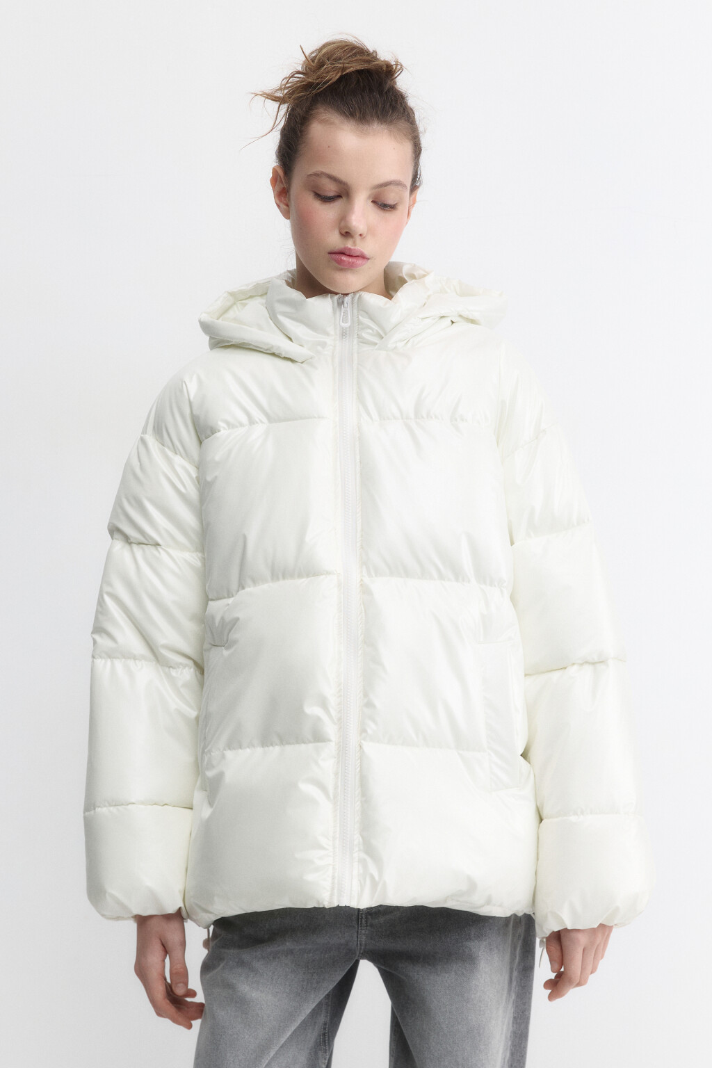 Куртка стеганая с жемчужным эффектом - цвет белый - 2