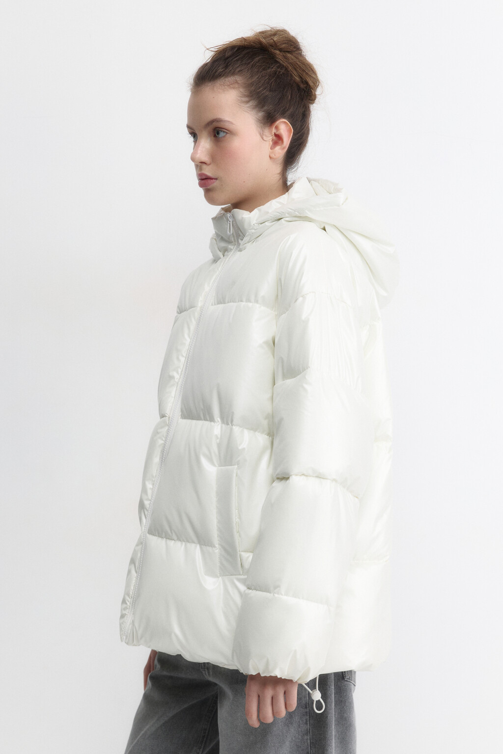 Куртка стеганая с жемчужным эффектом - цвет белый - 3