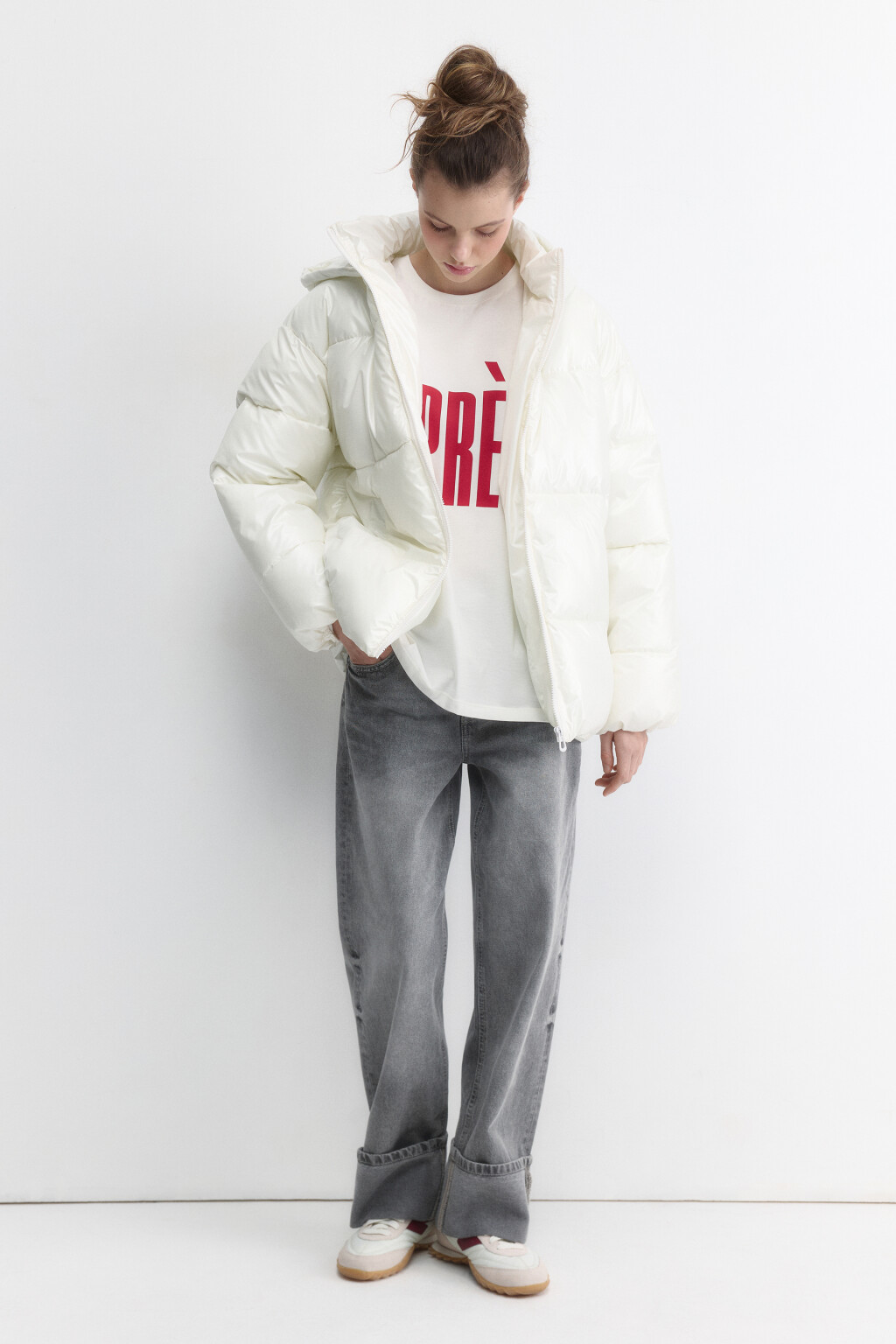 Куртка стеганая с жемчужным эффектом - цвет белый - 5