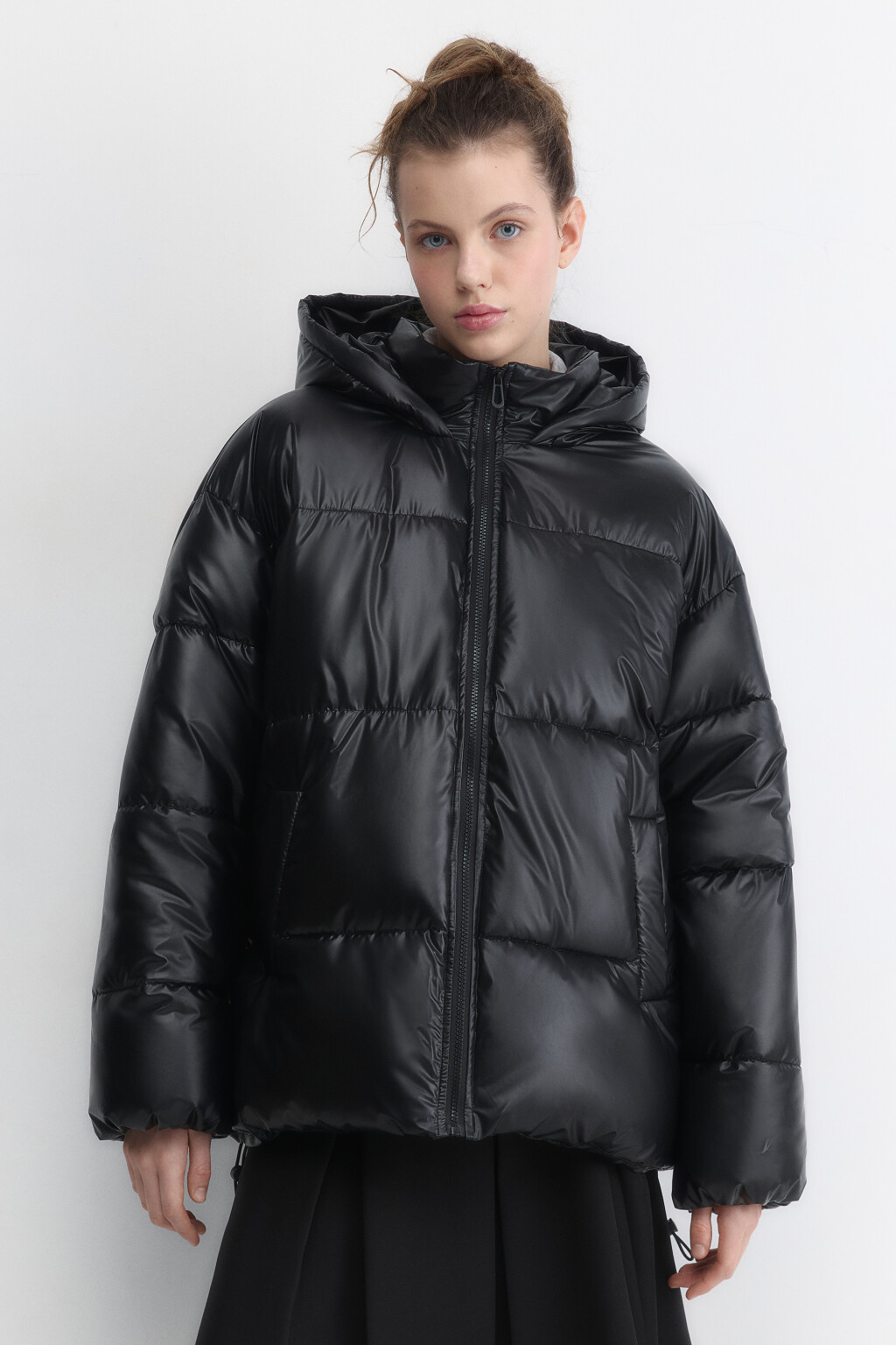 Куртка стеганая с жемчужным эффектом - цвет черный - 2