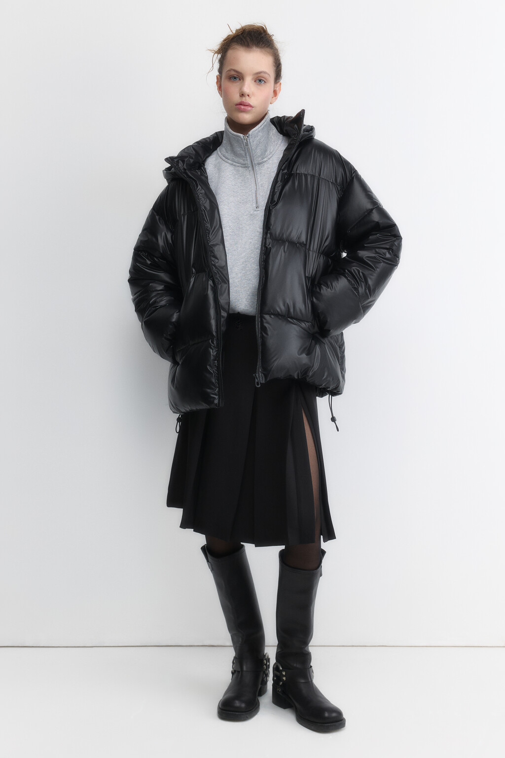 Куртка стеганая с жемчужным эффектом - цвет черный - 5