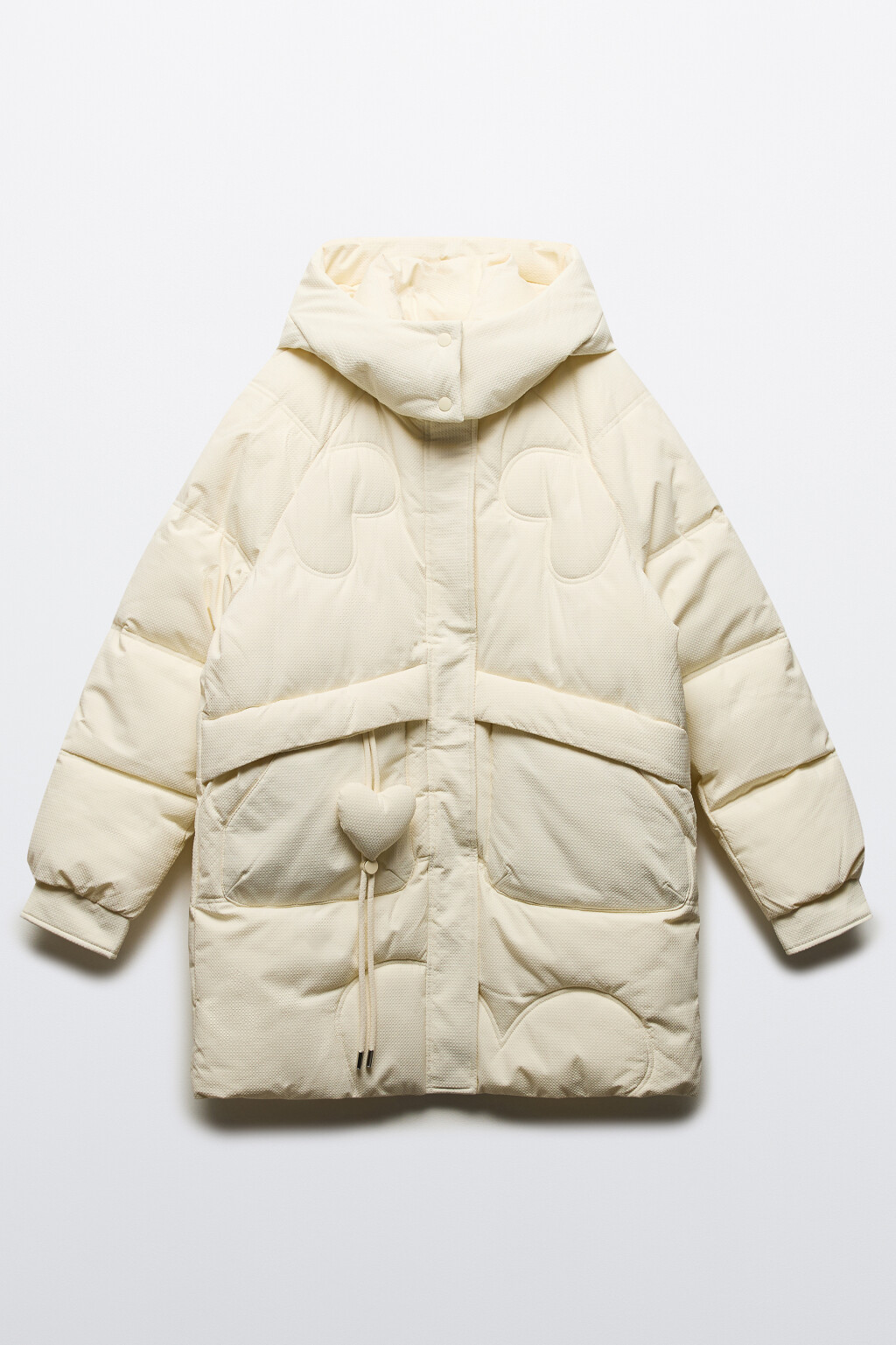 Куртка утепленная с капюшоном и фигурной стежкой - цвет молочный - 10