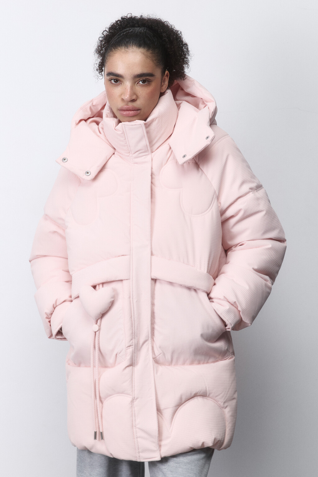 Куртка утепленная с капюшоном и фигурной стежкой - цвет розовый - 2