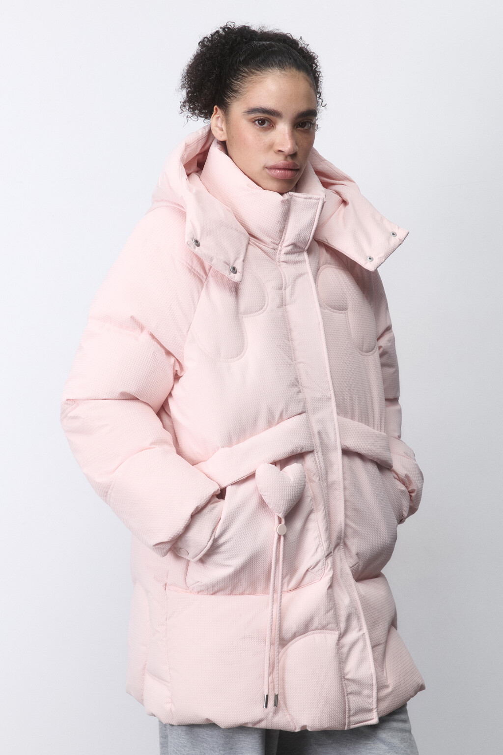 Куртка утепленная с капюшоном и фигурной стежкой - цвет розовый - 3