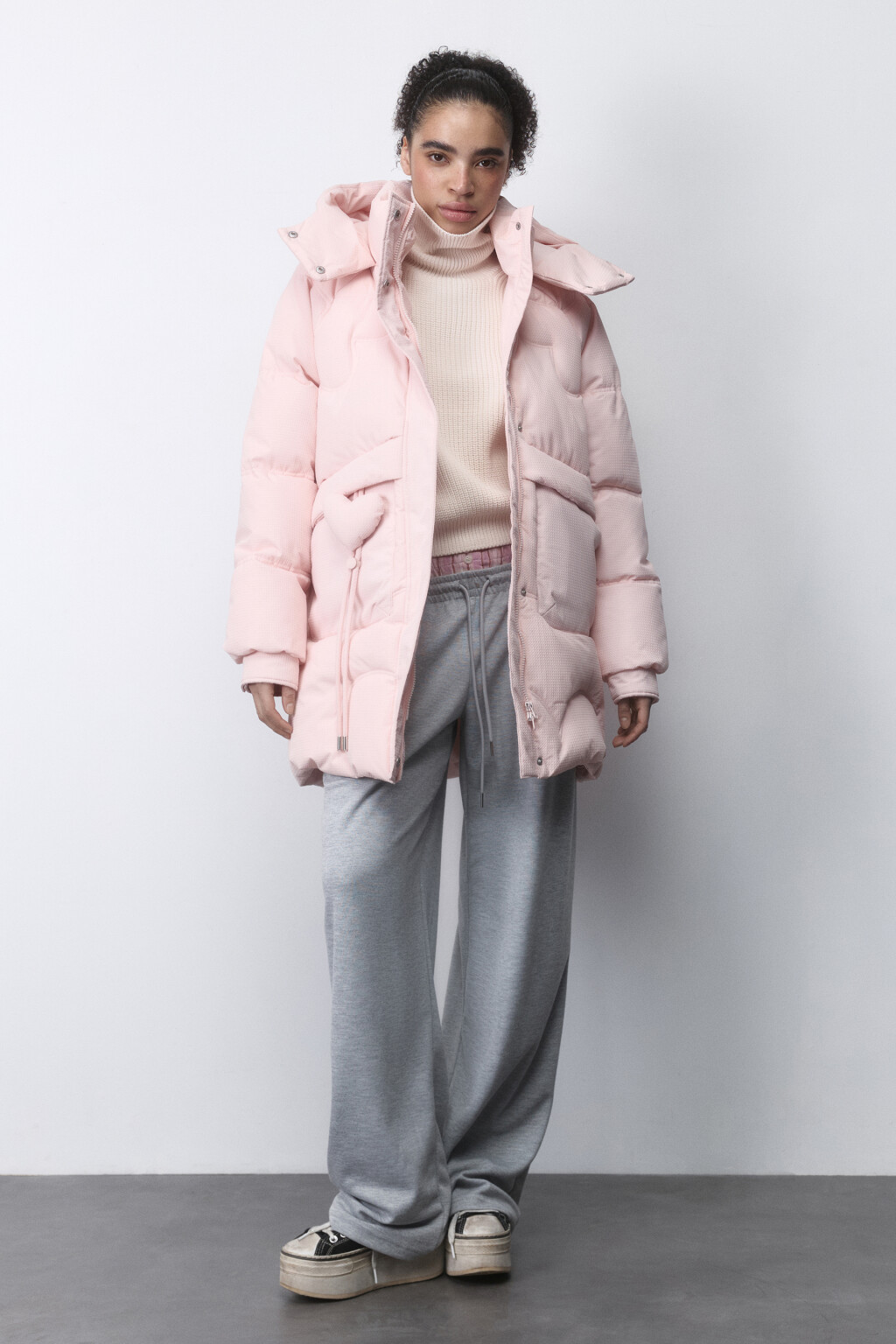 Куртка утепленная с капюшоном и фигурной стежкой - цвет розовый - 5