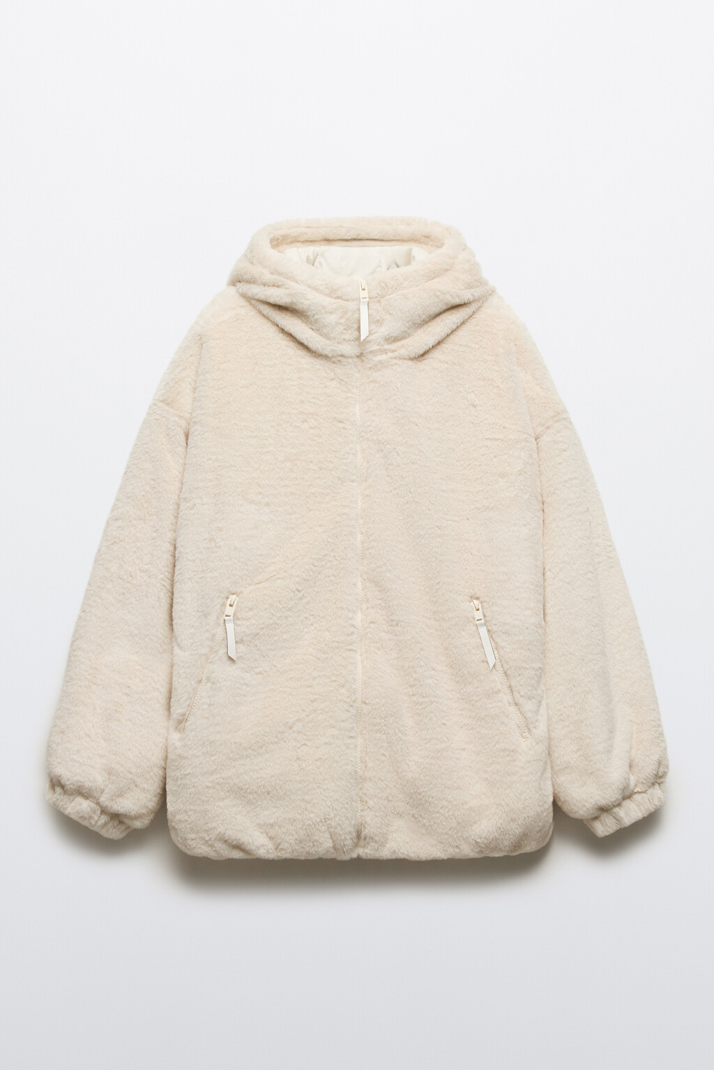 Куртка из искусственного меха с капюшоном - цвет молочный - 9