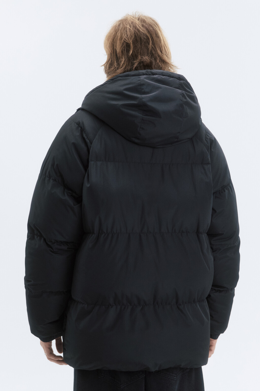 Куртка-пуховик стеганая с капюшоном - цвет черный - 4