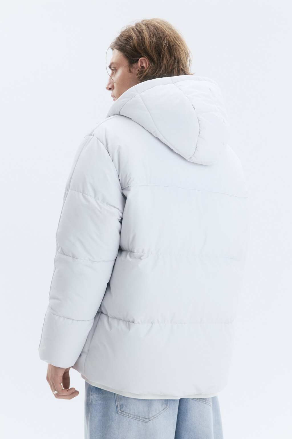 Куртка-пуховик стеганая с капюшоном - цвет серый - 5